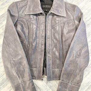 Guess Women's Gray Leather Jacket